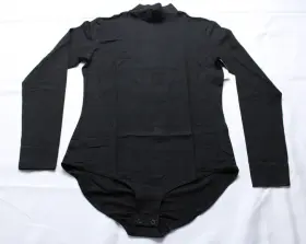 T4flp122me 32 Degrees Womens Long Sleeve Mock Neck Bodysuit Ac2 Black Medium Nwt