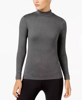 32 Degrees Tl2fp125me Nwt Women S Turtleneck Long Sleeve Mock Neck Base Layer Top Ht Gray