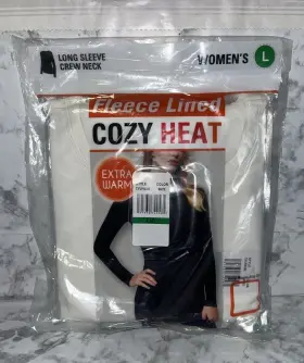 Tl2fp803me 32 Degrees Sz L Fleeced Lined Cozy Heat Long Sleeve Crew Neck Base Layer White