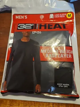 Tm2f8302rs 32 Degrees Heat Long Sleeve Crew Neck Base Layer Black Size M New