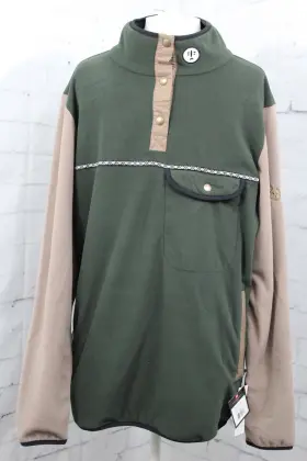 686 883510423176 Sunshine Anorak Fleece Mens Large Dark Green Colorblock