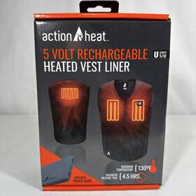 Action Heat 810058850614 New 5 Volt Rechargeable Heated Vest Liner With Power Bank Unisex S/m