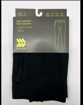 040041550 All In Motion Mens Black Mid-weight Side Phone Pocket Thermal Pants Sz Xl 40-42