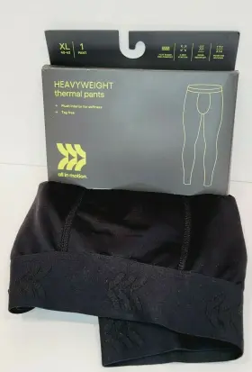All In Motion 191905781542 Mens Size Xl Heavyweight Thermal Pants - Black Recycled Poly