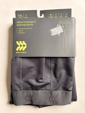 All In Motion 196761551261 Men S Xxl Thermal Pants Gray Heavyweight New