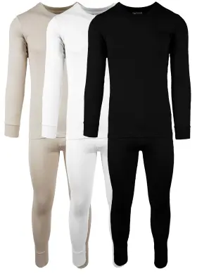Aa473x3 American Active Mens 3 Pack 100% Cotton Fleece Lined Base Layer Thermal Underwear 2 Piece Se