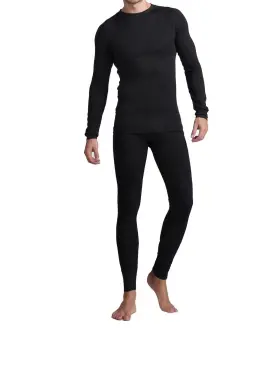 Ac22091 American Casual Long Johns For Men Soft Shirt/pants 2pc Fleece Thermal Set