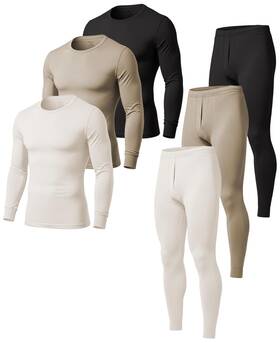 American Heaven 729487572809 Mens Base Layer Thermal Underwear Set 100% Cotton Long Sleeve Top And Pant