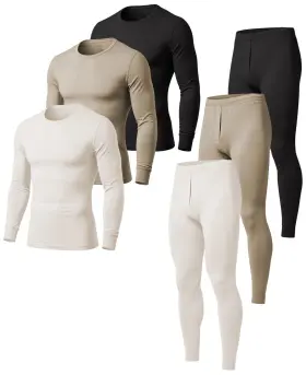 American Heaven 729487572809 Mens Base Layer Thermal Underwear Set 100% Cotton Long Sleeve Top And Pant