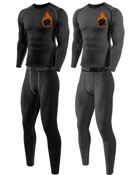 Attiqozi Att801 2 Pack Thermal Underwear For Men Long Johns Fleece Lined Compression Pants Ba