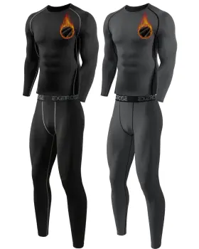 Att801 Attiqozi 2 Pack Thermal Underwear For Men Long Johns Fleece Lined Compression Pants Ba