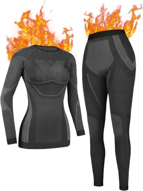 Attraco 744110770100 Seamless Thermal Underwear For Women Long Johns Suit Stretchy Sk