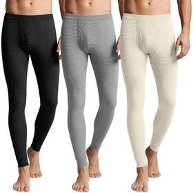 August Alley Alley-rw53 3 Pack Mens Waffle Thermal Bottom Long Underwear Johns Soft Base Layer Black