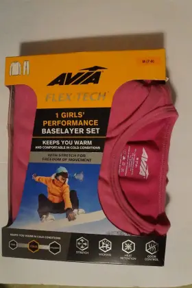 Avia 761253160032 Performance Baselayer Set Girls Size M 7/8 Pink New