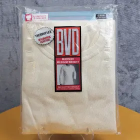 17489 B.v.d Bvd Long Johns Thermal Crew Neck Ls Shirt Mens Large Tall Ivory Med Weight Base