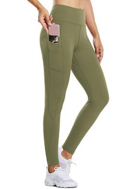 Baleaf Baleafabd441a05wbl30204 Womens Fleece Lined Waterproof Winter Leggings Olive Green Size M