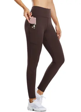 Baleafabd441a05wbl45705 Baleaf Womens Fleece Lined Thermal Leggings With Pockets High Waisted Dark Brown L