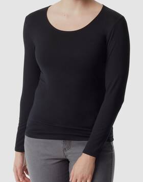 Bass Outdoor 029038570514 Womens Black Crew Neck Logo Base Layer Long-sleeve T-shirt Size Xl