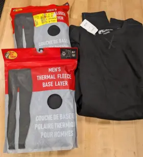 Bass Pro Shops 840194734189 Lot Of 3 Thermal Fleece Base Layer Pants And Shirt Mens Xlt Black