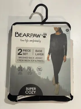 Bearpaw 191153649496 Womens Base Layer Super Cozy 2 Piece Set Top And Pants Black Size S - New