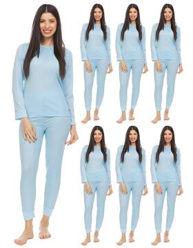 Billionhats 060889008967 6 Pack Of 2pc Thermal Sets For Woman Base Layer Long Johns Underwear Top And