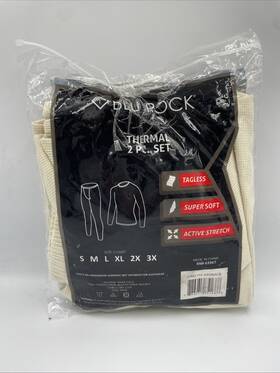 Blu Rock 786935851688 2-piece Base Layer Thermal Set Mens Small White Active Stretch Nwt
