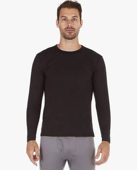 Bodtek Bt18 Mens Thermal Underwear Shirt Fleece Lined Long Sleeve Baselayer Top-black