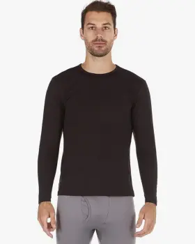 Bt18 Bodtek Mens Thermal Underwear Shirt Fleece Lined Long Sleeve Baselayer Top-black