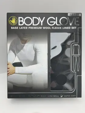 129107 Body Glove 2 Pc Base Layer Set Mens Large New Wool Fleece Lined