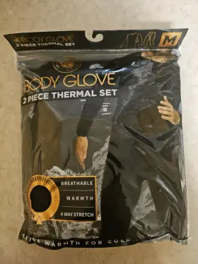Body Glove 810081212694 Mens 2 Piece Thermal Set Black Size Medium Breathable Warmth Stretch