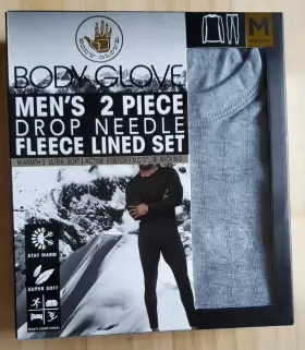 Body Glove 810081218979 New Medium 2 Pc Set Mens Drop Needle Fleece Lined Super Soft Gray