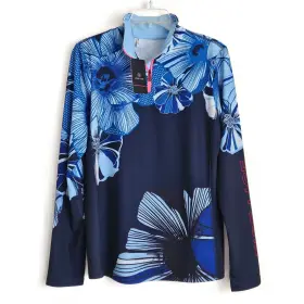 Bogner 062169189824 Nwt Fire Ice Margo 2 First Layer Blue Floral Printed Shirt Large
