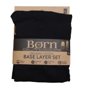Bo27137as-bk Born Outdoor Black Organic Cotton Base Layer Long Set - Size Xl