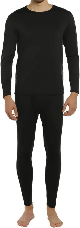 B1-b-xl Brand Vicherub Thermal Underwear For Men Fleece Lined Long Johns Thermals Top X-large Black