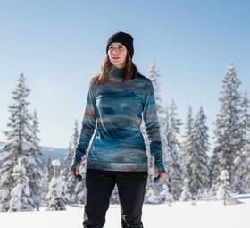 Burton 009520799853 First Layer Top Dryride Turtleneck Nwt Blue Print Long Sleeve Size S