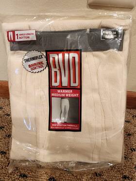 Bvd 761253416986 Nip Men S M 32-34 Long Johns Cotton Thermoflex Ankle Length Bottom