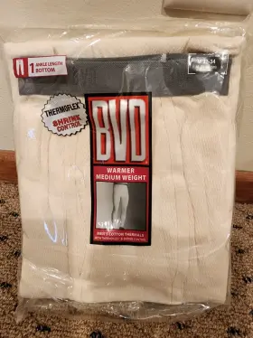 Bvd 761253416986 Nip Men S M 32-34 Long Johns Cotton Thermoflex Ankle Length Bottom
