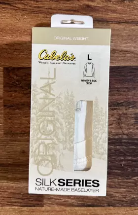 Cabelas 400363593704 Womens Large Base Layer Shirt Silk Series White Outdoor Hiking
