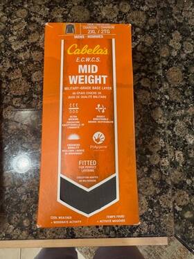 Cabelas 400506514801 Mens Mid Weight Military Grade Base Layer Crew Top Size 2xl New In Box