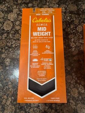 Cabelas 400506517208 Mens Mid Weight Military Grade Base Layer Bottom Size 2xl New In Box