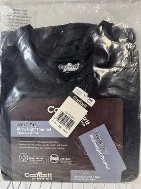 Carhartt 035481575501 New Womens Midweight Work-dry Thermal Crewneck Top X-small Black Nwt