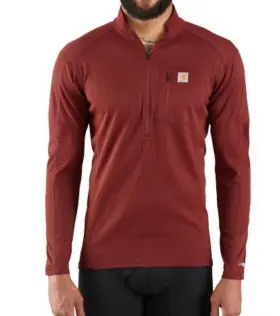 Carhartt 061492034409 Base Force Midweight Tech Quarter-zip Fired Brick Red Size L