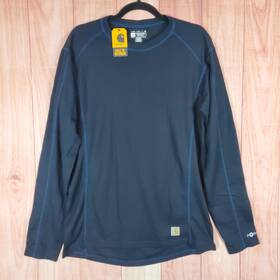 Carhartt 061492036441 Force Midweight Base Layer Thermal Top Mens Large Navy Blue Waffle Knit