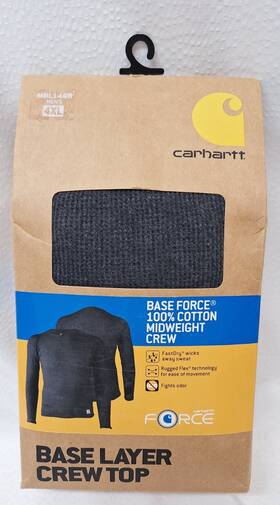 Carhartt 061492053318 Nwt Base Force Midweight Crew Mens Size 4xl Regular Black Top