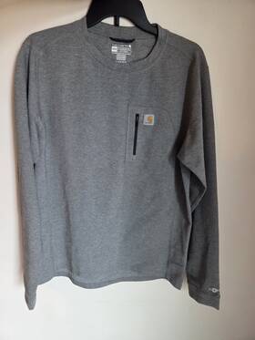 Carhartt Mbl110 Mens Force Heavyweight Heathered Knit Base Layer Top Gray M Long Sleeve