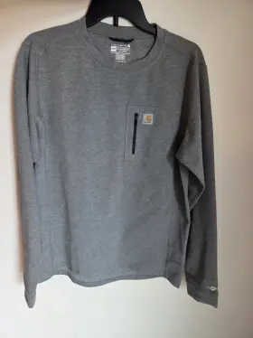 Mbl110 Carhartt Mens Force Heavyweight Heathered Knit Base Layer Top Gray M Long Sleeve