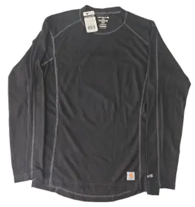 Mbl113-blk Carhartt Force Midweight Waffle Base Layer Crewneck Top Black Medium