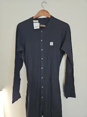 Mus130 Carhartt Nwt Union Suit Mens Medium Black Thermal Base Layer Snap Up New