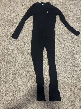 Um0130-mt Carhartt Union Suit Men Size Large Black Waffle Thermal Base Layer Snap Up