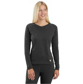 Wbl132-blk Carhartt Force Womens L Black Heather Base Layer Thermal Shirt Lw105